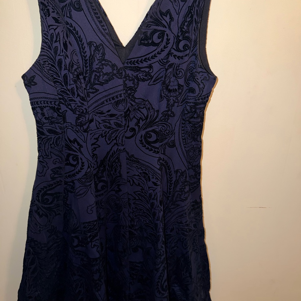 SLNY Black and Blue Floral Mini Dress